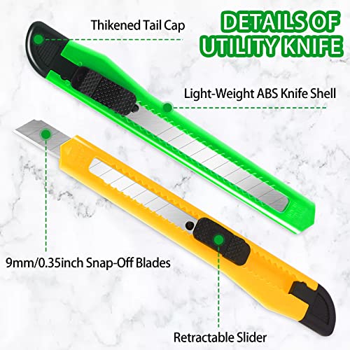 4 Pack Box Cutter, 9mm Snap-off Utility Knife, Box Cutter Retractable for Opening Packages Cartons, Box Opener, Disposable Razor Knife Exacto Knife Perfect for Office and Home use - color: 4 Pack - Red, Yellow, Blue, Green