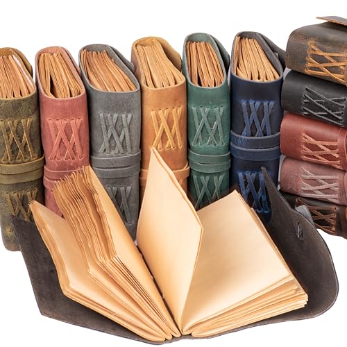 LEATHER VILLAGE Leather Bound Journal For Men Edge Cut, Rustic Brown 7x5. - color: Chocolate Brown, size: 7 inches X 5 inches