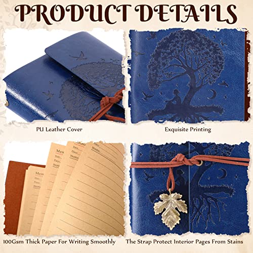 Teling 10 Pieces PU Leather Journal Tree Vintage Refillable Notebook Travel Journal Rustic Bound Diary Daily Writing Notepad with Lined Pages Gifts for Men Women(A6, 5'' x 7'') - size: A6, 5'' x 7''
