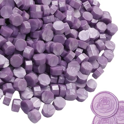 400pcs Lilac Purple Wax Seal Beads Premium Sealing Wax Beads, Octagon Seal Stamp Pellets Refill Pack for Wedding Invitations Sealing Stamp Bead Xmas Gift Wrapping & Bridal Crafts (Lilac Purple) - color: Lilac purple
