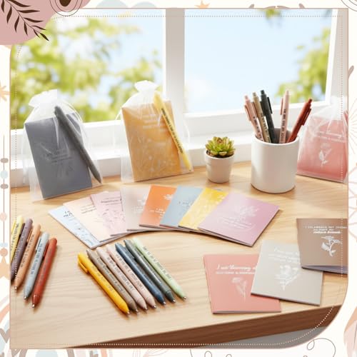 Mooliwe 48 Pcs Affirmation Notebooks Pens Bulk Gifts, Gratitude,Fresh | Small Bags Included, Motivational Notepads for Women, Daily Affirmations Journal, Stress Relief Self-care, Employee Rewards - style: Fresh