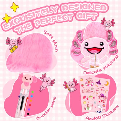 Axolotl Diary with Lock, Plush Journal for Girls Ages 6-8 - style: Axolotl NEW
