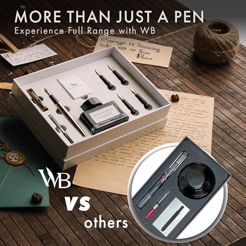 Wordsworth & Black Luxury Fountain Pen Set for Writing, 6 Nibs, Silver Gold - color: Silver Gold