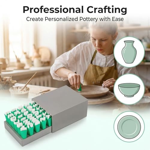Alphabet Letter Stamps for Clay, 72-Piece Uppercase and Lowercase Pottery Stamp Set with Numbers and Symbols, Mini Embossing Tools for Polymer Clay, Ceramics and DIY Crafts (SetAlphabetStamps) - color: Setalphabetstamps