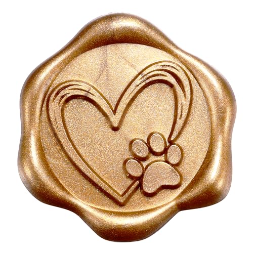 Yoption Heart with Dog Paw Wax Seal Stickers, 50Pcs Wedding Envelope Seals - color: Heart With Dog Paw, Antique Gold