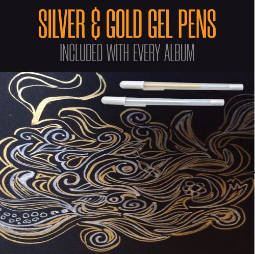 2x6 Strip Album, Black Cover Black Pages, 2 Gel Pens, 5pk - color: Black, size: 5