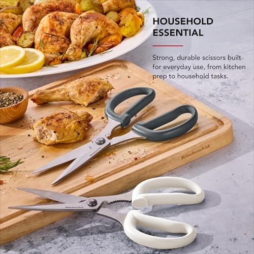 KitchenAid Multipurpose Shear Set – Versatile Scissors with Nutcracker, Bottle Opener, Ergonomic Handles with Protective Blade Covers, 2-Piece - color: Gray, size: 2 Pack