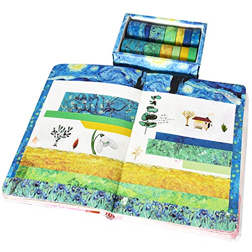 Washi Tape Set of 12 Rolls Van Gogh Starry Night Decorative Tape - color: Yellow