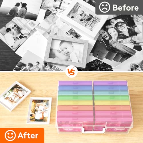 Lifewit 16 Pcs Photo Storage Box for 4"x 6" Pictures, Acid-Free, Multicolor - color: Multicolor, size: 16 boxes