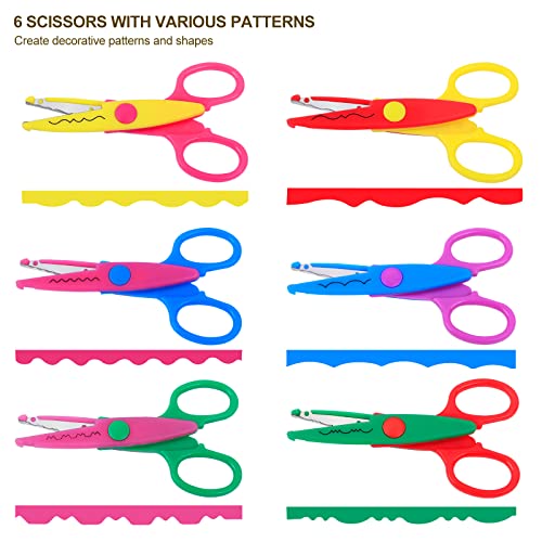 UCEC Craft Scissors Decorative Edge, 6 Pack, Bright Zig Zag Scissors - color: 6 Pack - Style 2