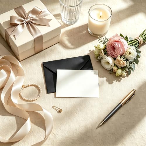 YINUOYOUJIA 100 Packs of Mini Envelopes with 100 Blank Cards - color: Black, size: Mini envelopes&Blank cards