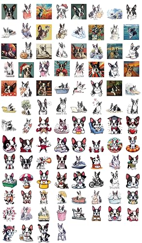 100 PCS Boston Terrier Stickers Pack – Waterproof Dog Decals for Water Bottles, Laptops, Phones, Notebook, Cars – Cool Vibrant Graphics for Boston Terrier Enthusiast - color: Boston Terrier