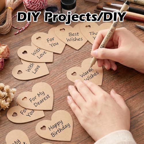 100 Pcs Kraft Paper Heart Gift Tags with String, 2.4" x 2.6"