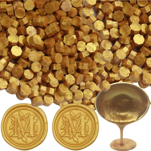600pcs Sealing Wax Beads for Wax Seal Stamp, Perfect for Gift Sealing, Letter Sealing, Crafting Projects, Invitations Cards Sealing, Envelopes Sealing (Gold) - color: Gold