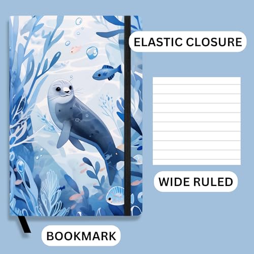 RICCO BELLO Wide Ruled Hardcover Diary Journal, Seal - color: Blue Seal