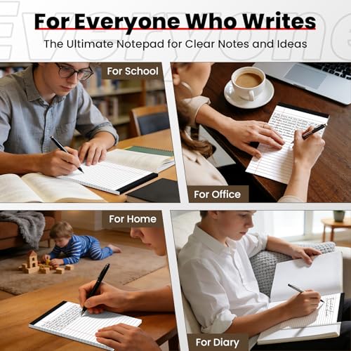 6 Pack Notepads 5x8, White, Small Legal Pads, Perforated Notebook - color: White