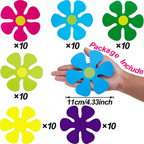 Outus 60 Retro Flower Cutouts 60s 70s Hippie Party,Multicolor,4.33" - color: Multi Color, size: 4.33''