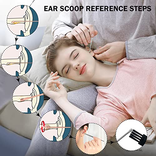Hion 8 Pcs Ear Wax Removal Kit,Professional Double-Headed Ear Pick Earwax Removal Tools,316L Stainless Steel Ear Cleaner Curette with Cleaning Brush and Storage Box,Suit for Kid Adult(Silver) - color: Silver, size: Portable Pouch