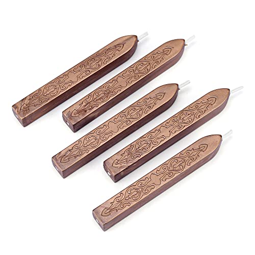 Yoption 5Pcs Bronze Gold Sealing Wax Sticks with Wicks for Wax Seal Stamp | Embossed Pattern Wax Sticks for Wedding Invitation, Christmas Card, Envelope, Snail Mail, Wine Package, Gift Wrapping - color: Antique Bronze Gold