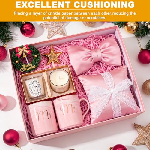Crinkle Cut Paper Shred Filler,1 LB Pink Shredded Paper for Gift Boxes Bags Basket Filler Decoration,Grass Cushion Paper Streamer Stuffing for Christmas,Valentines' Day,Mother's Day Gift Wrapping - color: Pink, size: 1 LB