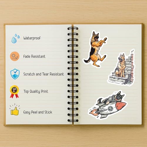 100 PCS German Shepherd Stickers Pack – Waterproof Dog Decals for Water Bottles, Laptops, Phones, Notebook, Cars – Cool Vibrant Graphics for German Shepherd Enthusiast - color: German Shepherd