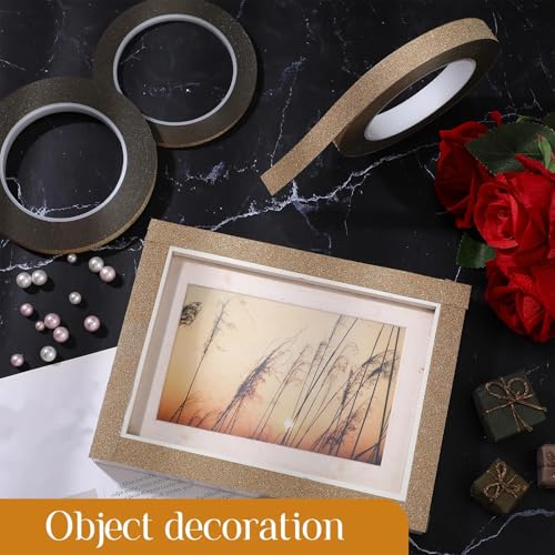 Zonon Glitter Gold Washi Tape for Wall Decor Self Adhesive 5/10/15mm | Glitter Gold Foil Pinstripe Tape, Mirror, 3 Widths Total 164 Yards, Easy to Apply for Furniture Car Arts Graphic Decoration - color: Glitter Gold, size: 5/10/15mm