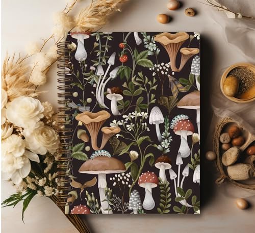 Mushroom Gifts Spiral Notebook Journal for Women, 5.5×8.3 Inch - color: flower 6