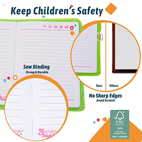 SuperStyle Avocado Secret Diary with Lock, Journal for Girls Ages 6-8 - color: Multicolor-1