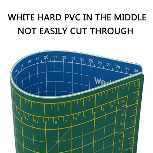 WORKLION Full 9" x 12" Art Self Healing PVC Cutting Mat, Double Sided, Gridded Rotary Cutting Board for Craft, Fabric, Quilting, Sewing, Scrapbooking Project (3 Pack)… - color: Green/Blue, size: 9x12inch