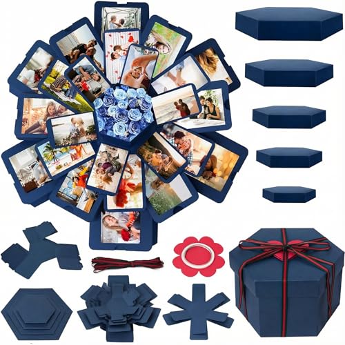 Koogel Blue Explosion Gift Box Photo Album with DIY Accessories - color: Blue