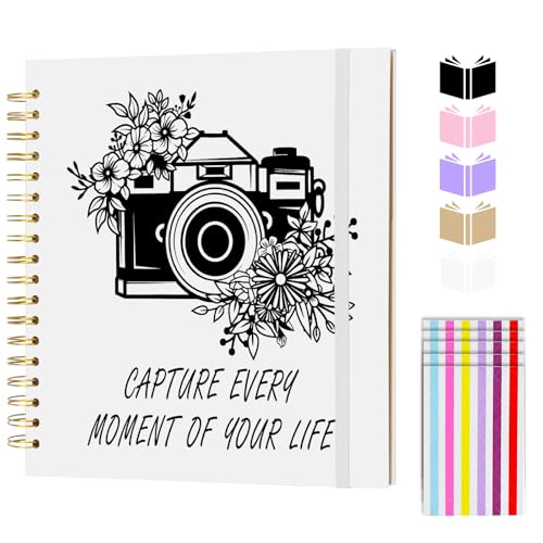 Scrapbook Album 10x10 inch, Travelling Journal Scrap Book Family Scrapbook Scrapbooking Supplies Kits Gift for Couples Anniversary Wedding (white, 10 x 10 inch) - color: white, size: 10 x 10 inch