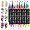 EBANKU 24 Pcs Nail Art Pens Set, Nail Polish Pens Quick-Drying Nail Art Markers Acrylic Paint Nail Point Graffiti Dotting Liner Pen No Squeeze Needed for Christmas Party - color: G