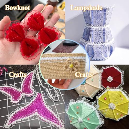 IDONGCAI 10 Yards Elastic Lace Trim, 0.4 Inch Stretch Ruffle Ribbon for Sewing & DIY Crafts, 5 Assorted Colors (White, Cream, Pink, Red, Black)