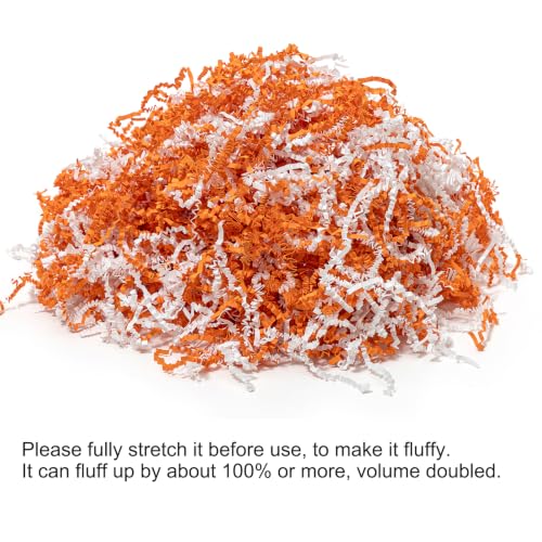 Mefleet 1/2 LB Crinkle Cut Paper Shred Filler Orange & White 8 oz - color: Orange & White