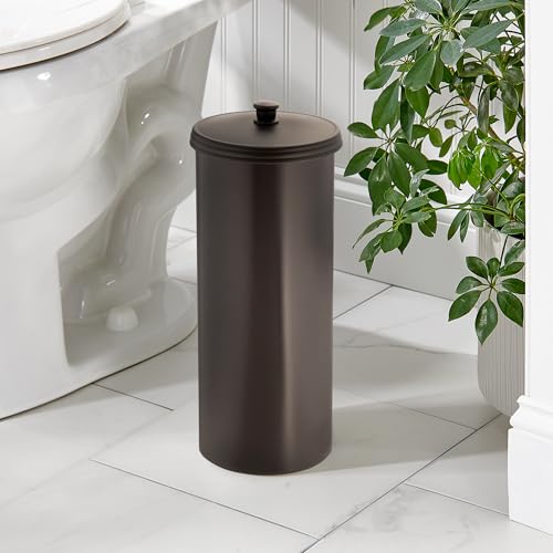 iDesign Freestanding Bathroom Toilet Paper Storage Holder, 2-Pack, Bronze - color: Bronze, size: Pack of 2, style: Lid with Handle