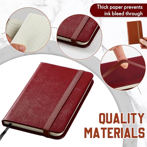 Qeeenar 10 Pcs Mini Pocket Notebook, Solid Color, Burgundy - color: Burgundy, size: Solid Color