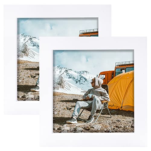 5x5 White Picture Frames Set of 2, Square Solid Wood Photo Frame for Tabletop or Wall Mounting - color: White, size: 5X5(2pcs)