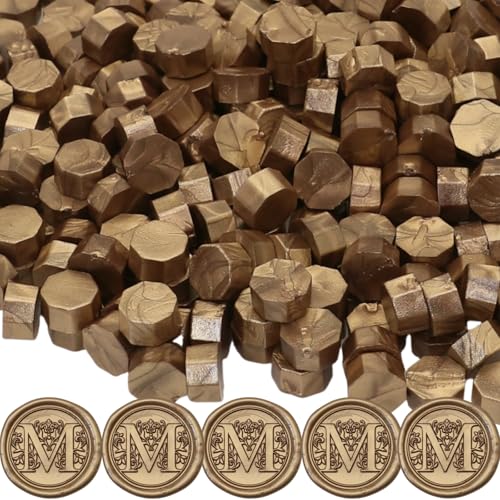 Antique Gold Wax Seal Beads 600pcs, Atopbb Metallic Sealing Wax Beads for WaxSeal Stamp, Affordable WaxPellets Refill Pack for WaxSeal Kit, Wedding Invitation, Envelope Seal, Crafts (Antique Gold) - color: Bronze