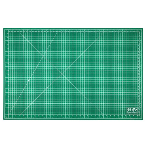 Breman Precision Large 24x36 Green Cutting Mat, Self Healing Cutting Board | Large 24x36 Green/Black Cutting Mat Self Healing, 2-Sided 5-Ply PVC Non-Slip A1 Art Crafting Mat for Fabric with Grid Lines - color: Green/Black, size: 24x36