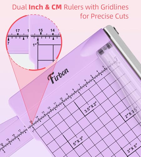 Firbon 12" Guillotine Paper Cutter with Hidden Ruler, Compact Paper Trimmer - color: Purple