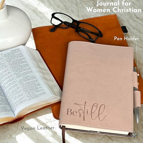 SETTINI® Refillable Vegan Leather Journal with Pen, Be Still Pink - color: Delicate Pink - Be Still
