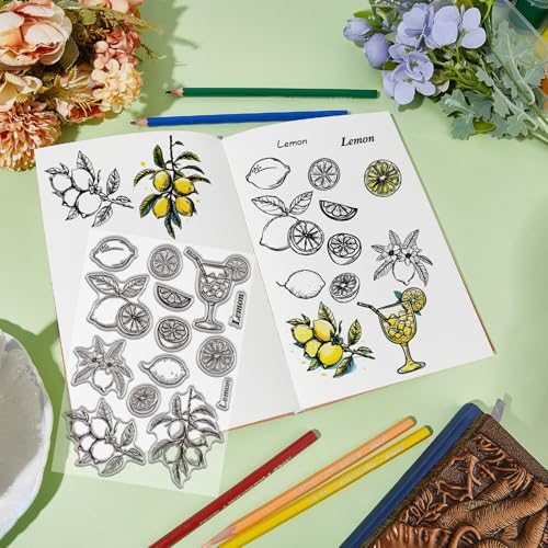 CRASPIRE Cute Rubber Clear Stamps Lemon Fruit Juice Plant Flower Transparent Silicone Seals Handmade Summer for Journaling Card Making Decor Embossing DIY Craft Scrapbooking Photo Album - style: Lemon