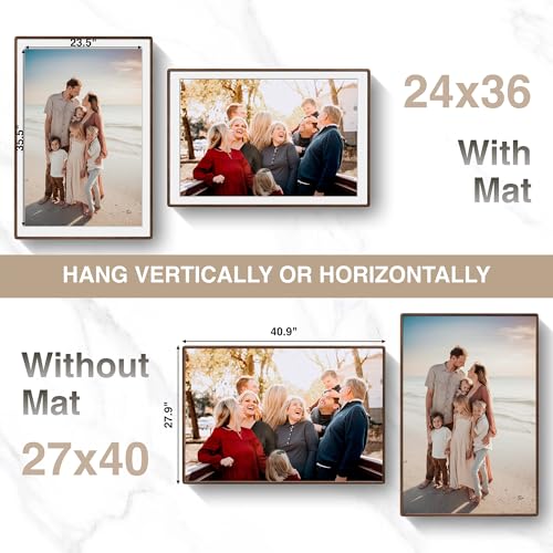 27x40 Picture Frame, USA-Sourced Natural Solid Walnut Wood Photo Frame with HD-Tempered Glass, Handcrafted Rounded Corner 27 by 40 Wooden Frame Matted to 24x36 Photos, Horizontal or Vertical Wall Mounting - color: American Black Walnut, size: 27x40