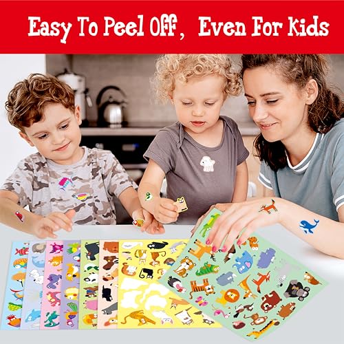 1100PCS Animal Stickers, 220 Designs Wild/Marine/Farm Animals Decals-Dogs, Cats, Dinosaurs, Cute Motivational Reward Stickers, Decorative Sticker for Kids, Animal Party, Scrapbook, Craft (40 Sheets) - style: Animal
