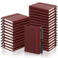 Aodaer 50 Sets Pocket Notebook Journal with Pens, 160 Pages, 3.5 x 5.5 Inch Mini Lined Journal Notebook A6 Leather Hardcover College Ruled Notepad with Pen Holder for School Office Gifts, Burgundy - color: Burgundy