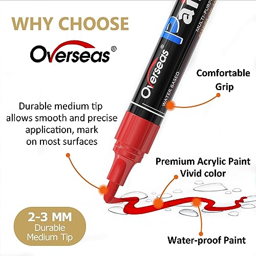 Overseas 2 Pack White Acrylic Paint Pens Permanent Markers, Medium Tip - color: White