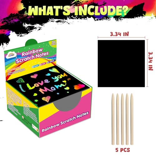 ZMLM 165 Pcs Rainbow Scratch Paper Art Notes - Crafts for Kids Ages 4-8 | Mess Free Classroom Prizes,1st 2nd 3rd Grade School Activity Bulk, Back to School Gifts for Students from Teacher - style: Active Scratch Notes