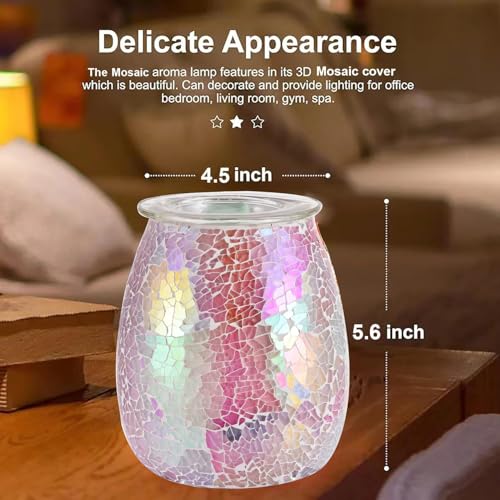 Dicimi 2-in-1 Candle Warmer Lamp, Electric Wax Melt Warmer with Pink Ombre Glass, Night Light & Removable Tray, Flameless Aromatherapy Gift for Home Bedroom Office - color: Light Pink Gradient