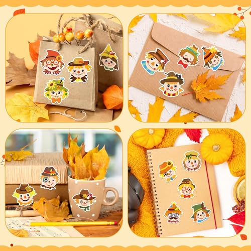 Haooryx Fall Scarecrow Sticker Rolls, 1000Pcs Autumn Scrapbook Stickers - style: Fall-Theme Scarecrow Head 2Roll