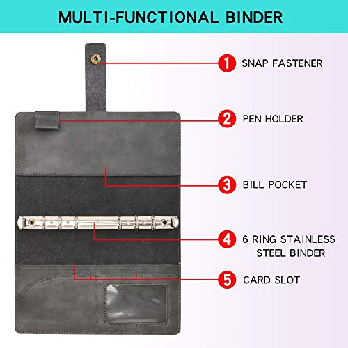 WONDERPOOL A6 Leather Journal Refillable Notebook Spiral Diary Binder Portfolio - Dotted Paper & Inner Pockets Organizer for Man and Woman (Coffee, A6) - color: Coffee, size: A6